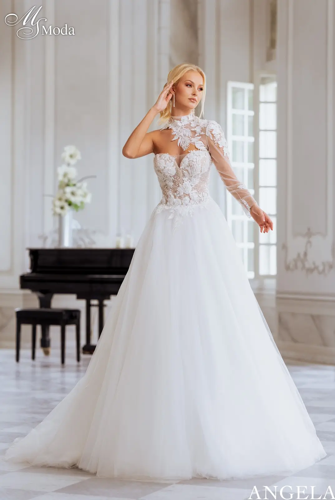05 ANGELA MS Moda Suknia ślubna księżniczka z rękawami